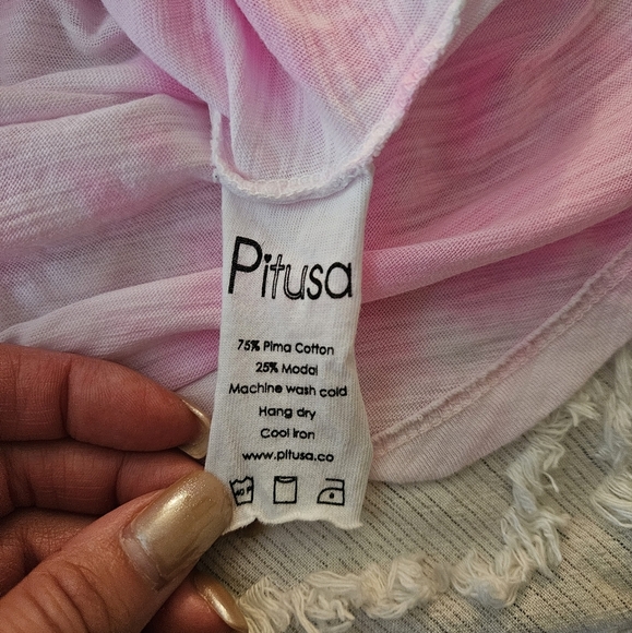 Pitusa Pima Tie-dyed Maxi Sundress / Coverup in Bubble Gum Pink - Picture 7 of 8